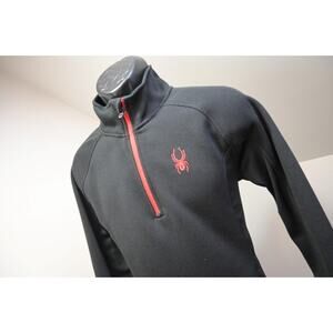 Spyder Fleece Athletic Jacket 1/4 Zip Performance Black Long Sleeve Mens Small